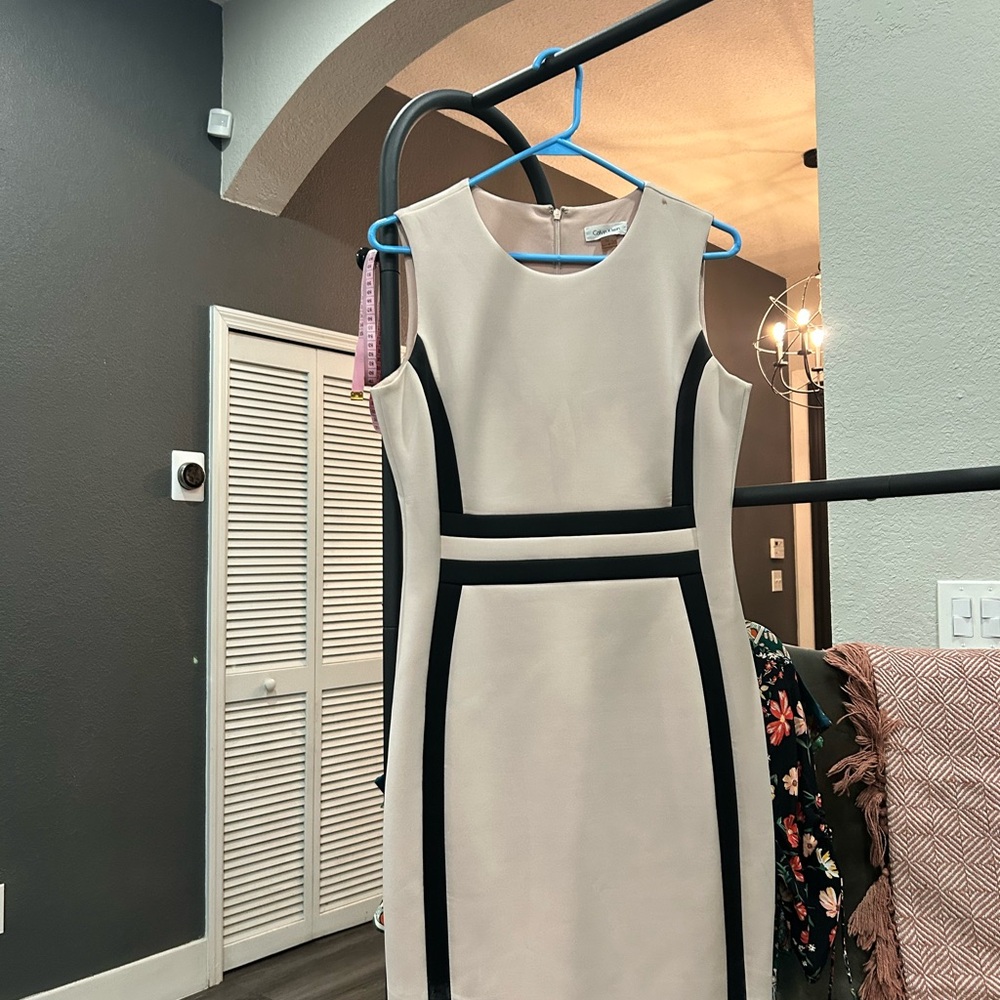 *FLAWED* Calvin Klein Black and baby pink  Midi Dress